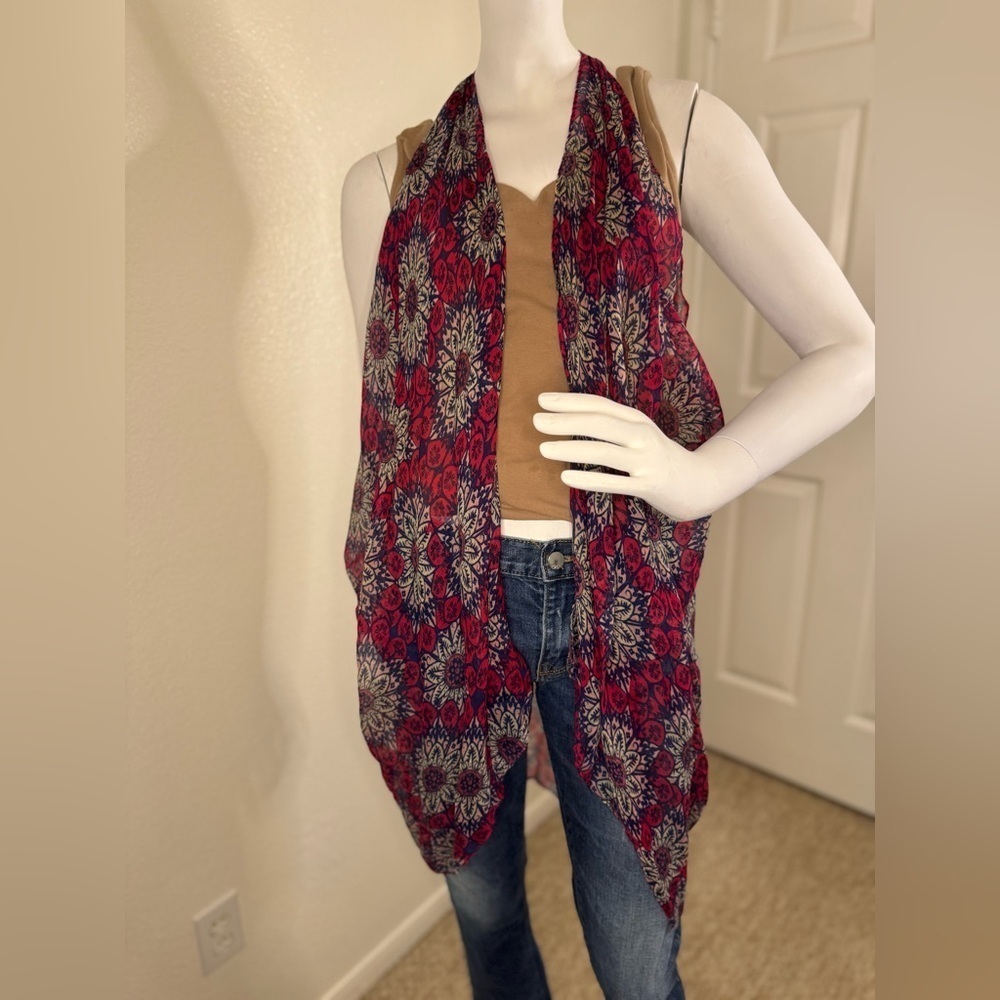 Chatties Women's Sheer Open Front Lightweight Sleeveless Duster kimono.  H8